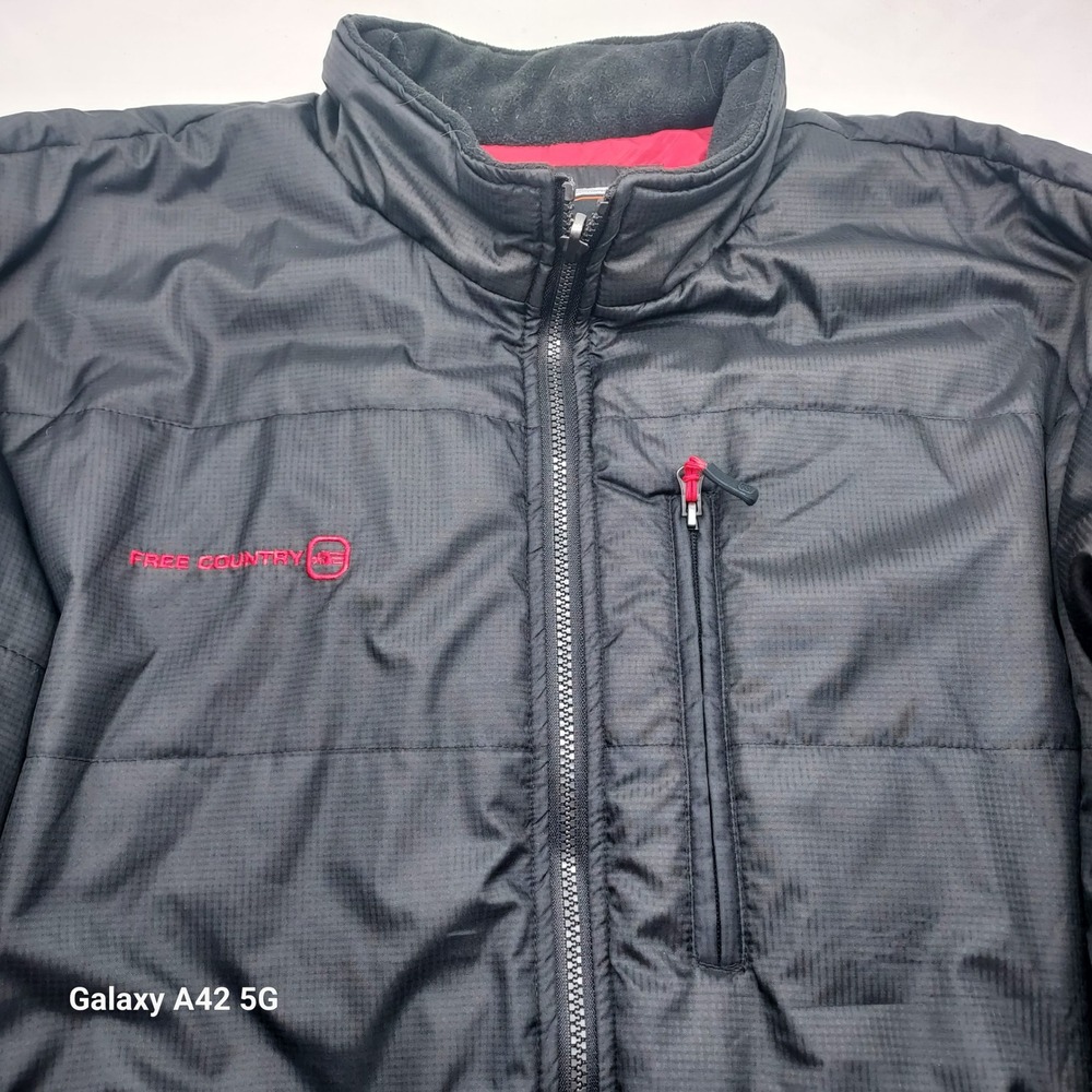 Free Country Mens Puffer Jacket Black Full Zip Quilted‎ Insulated XX Large